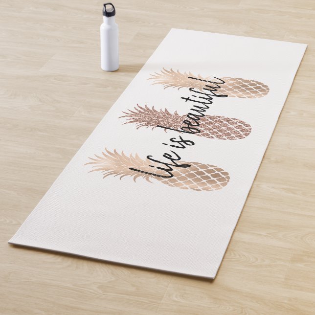 Tapis De Yoga Ananas Glam Gold (En situation)