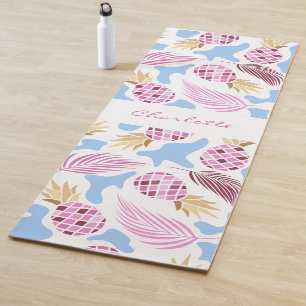 Tapis De Yoga Ananas rose bleu tropical nom du motif