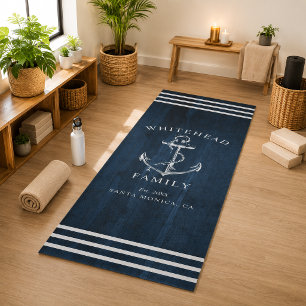 Tapis De Yoga Ancre en bois bleu marine moderne pour famille per