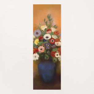 Tapis De Yoga Anémones vintages et lilas dans un vase bleu