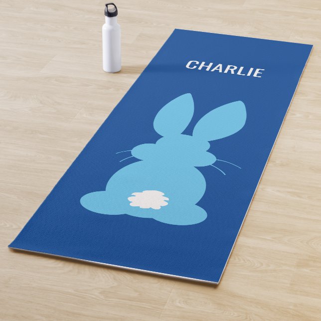 Tapis De Yoga Animal mignon personnalisé par silhouette bleue de (En situation)