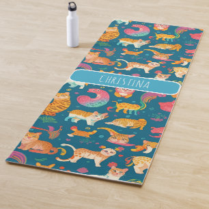 Tapis De Yoga Animaux Retro Colorful Motif personnalisé