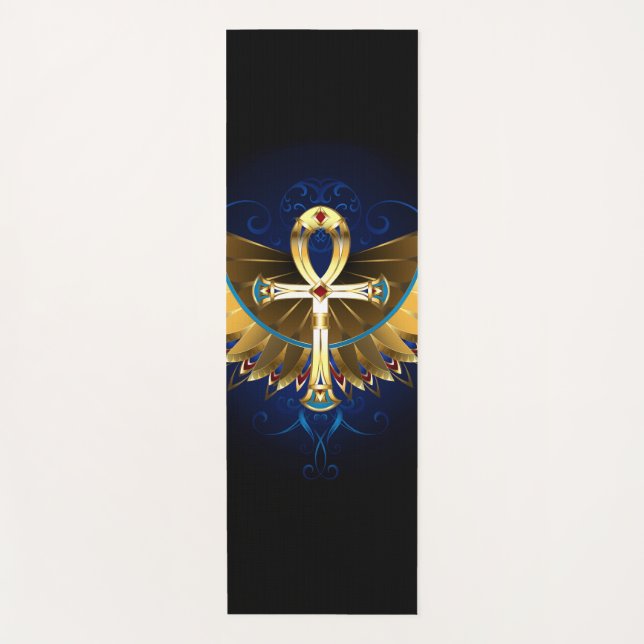 Tapis De Yoga Ankh or avec ailes (Devant)