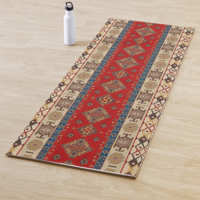 Tapis De Yoga Antique Oriental Rouge Turc Ottoman Kilim Rug (En situation)