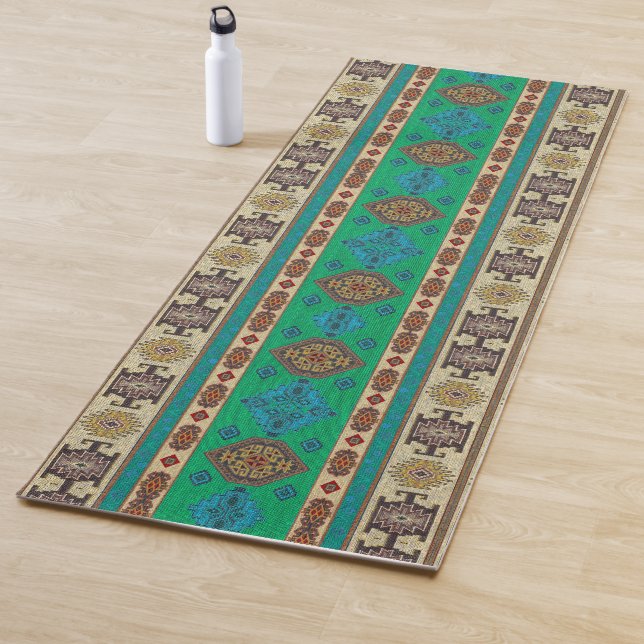 Tapis De Yoga Antique Oriental Vert Turc Ottoman Kilim Rug (En situation)