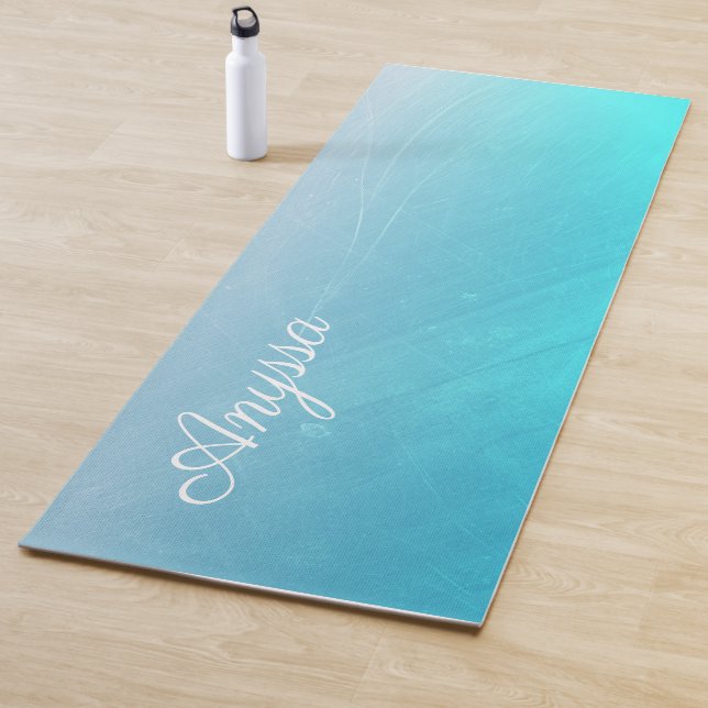 Tapis De Yoga Aqua Blue Gradient Nom personnalisé Yoga Mat (En situation)
