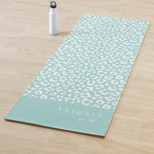 Tapis De Yoga Aqua Blue Poster de animal Nom du script Personnal