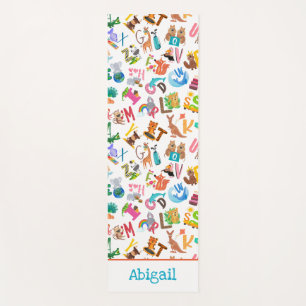 Tapis De Yoga Aquarelle Alphabet animal Adorable Enfants