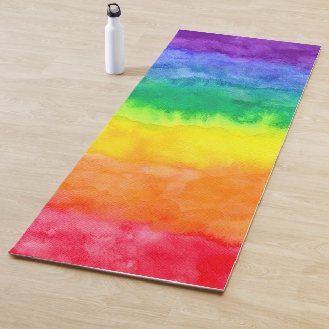 Tapis De Yoga Aquarelle arc-en-ciel Laver Yoga Mat (En situation)