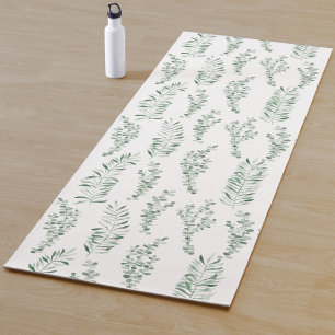 Tapis De Yoga Aquarelle botanique Verdure Feuille
