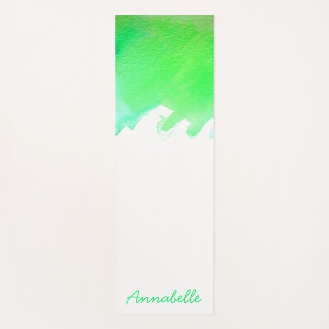 Tapis De Yoga Aquarelle chaux vert vibrant art énergétique (Devant)
