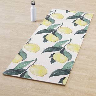 Tapis De Yoga Aquarelle Citrons jaunes Motif sans couture
