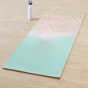 Tapis De Yoga Aquarelle Conception de confettis abstrait et dor