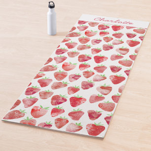 Tapis De Yoga Aquarelle de fraise personnalisée