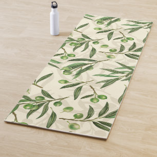 Tapis De Yoga Aquarelle des branches d'olive