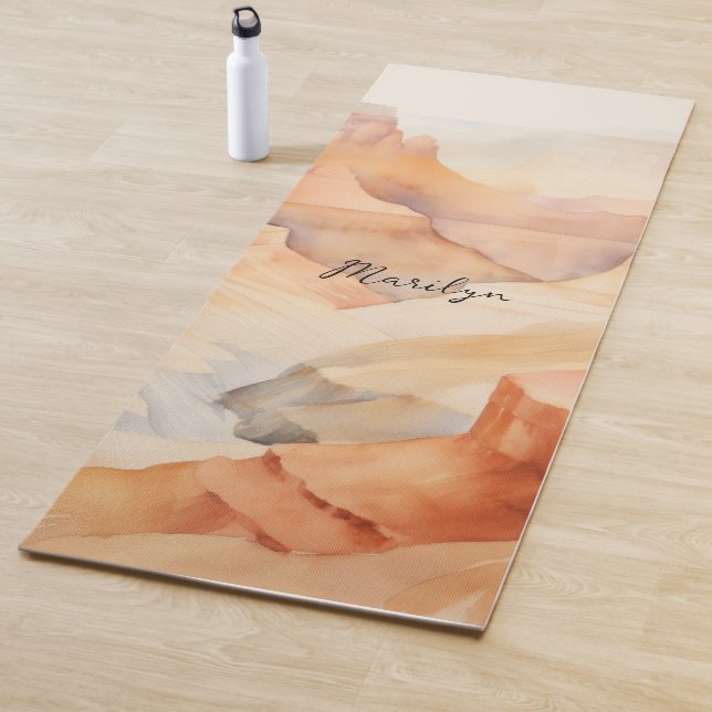 Tapis De Yoga Aquarelle Desert Canyon (En situation)