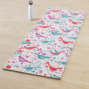 Tapis De Yoga Aquarelle d'oiseau Boho floral