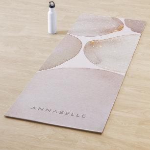 Tapis De Yoga Aquarelle dorée à poutres modernes forme sobre e