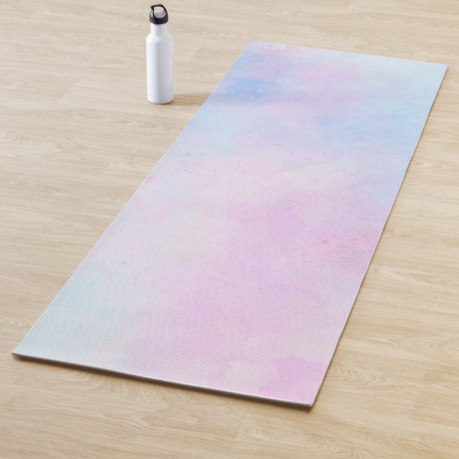 Tapis De Yoga Aquarelle Dreamy Rose bleu turquoise (En situation)