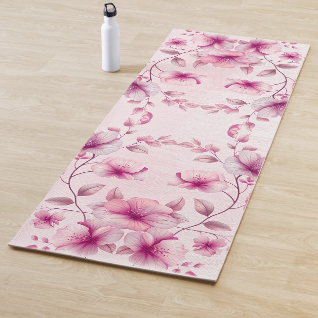 Tapis De Yoga Aquarelle Fleurs roses Yoga Mat (En situation)