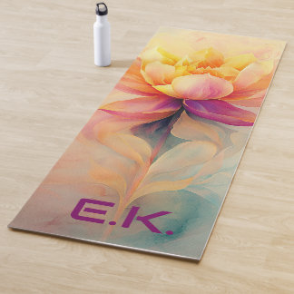 Tapis de yoga aquarelle floral chic personnalisé