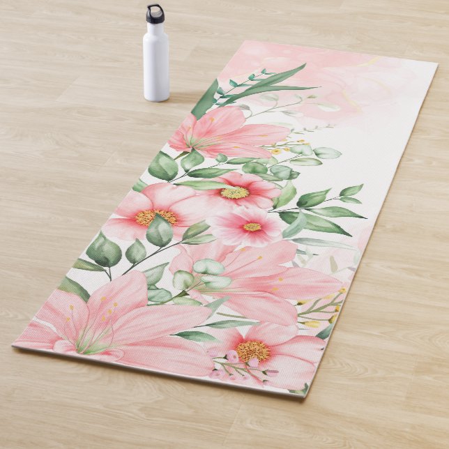Tapis De Yoga Aquarelle Florale (En situation)