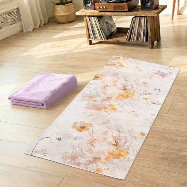 Tapis De Yoga Aquarelle Florale Boho  (Créateur téléchargé)