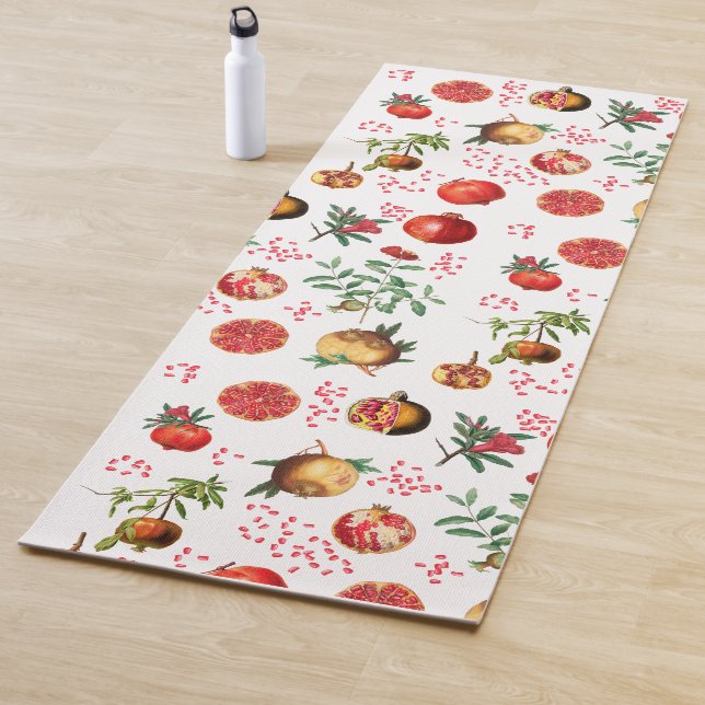 Tapis De Yoga Aquarelle grenade Motif de fruits méditerranéen (En situation)