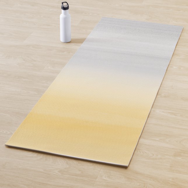 Tapis De Yoga Aquarelle gris jaune Touché Abstrait #1 (En situation)
