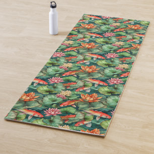 Tapis De Yoga Aquarelle Koi et Lys d'eau Yoga Mat