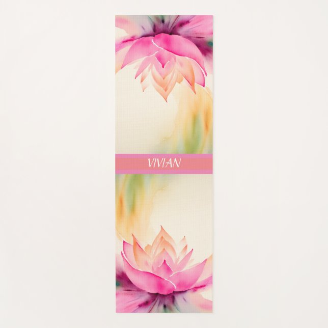 Tapis De Yoga Aquarelle Lotus Design Zen Abstrait (Devant)
