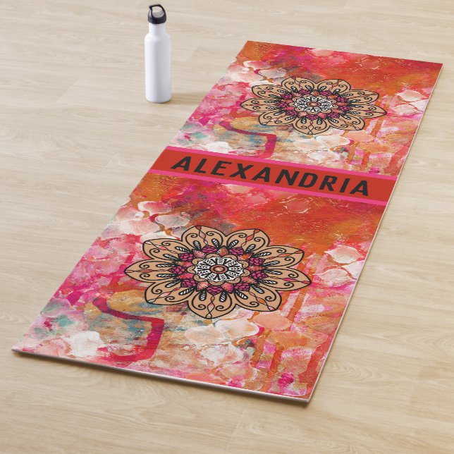 Tapis De Yoga Aquarelle Mandala (En situation)