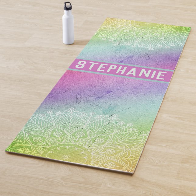 Tapis De Yoga Aquarelle Mandala (En situation)