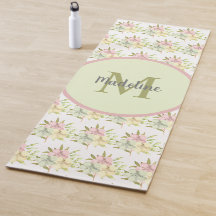 Aquarelle mignonne Pastel Floral Monogramme Yoga M