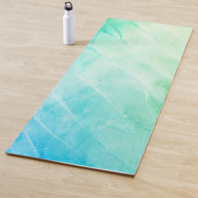 Tapis De Yoga Aquarelle moderne vert menthe (En situation)