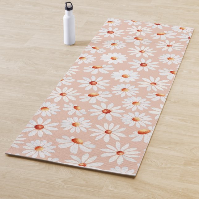 Tapis De Yoga Aquarelle Motif bleu rose Arrière - plan  (En situation)