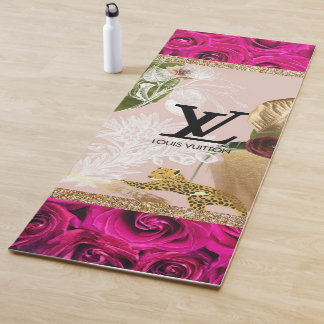 Tapis De Yoga Aquarelle or rose Parties scintillant or de luxe B