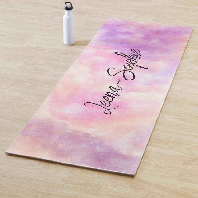 Tapis De Yoga Aquarelle rose (En situation)