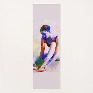 Tapis De Yoga Aquarelle rose Ballerina Art contemporain