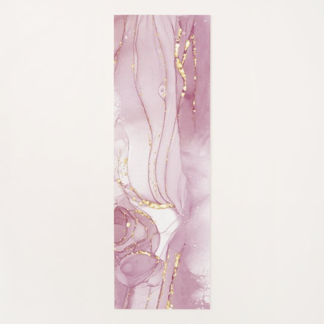 Tapis De Yoga Aquarelle rose or (Devant)