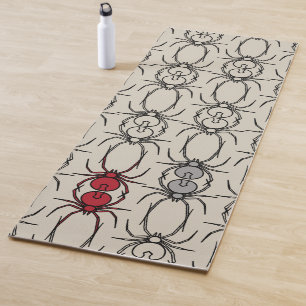 Tapis De Yoga Araignées - Blanche d'os et Noir de chaume