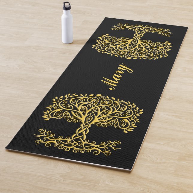 Tapis De Yoga Arbre Celtique Jaune (En situation)
