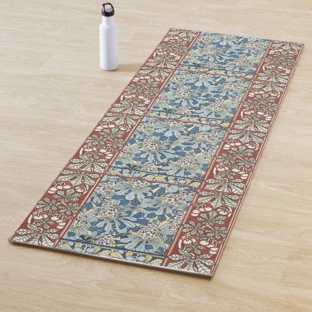 Tapis De Yoga Arbre de châtaignier, Feuilles, Art nouveau botani (En situation)