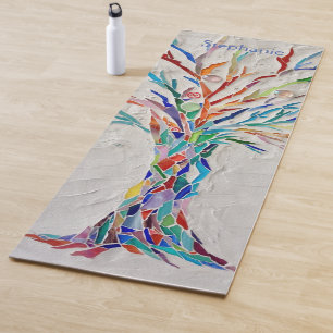 Tapis De Yoga Arbre de Vie Mosaïque Couleurs de l'Arc-en-Ciel