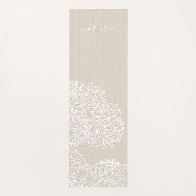 Tapis De Yoga Arbre Profond De La Vie Mandala Design - Sable (Devant)