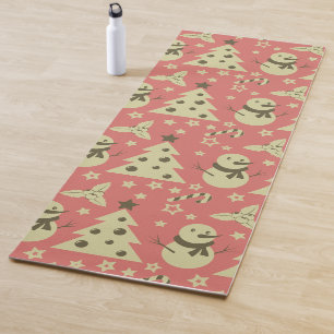 Tapis De Yoga Arbres de Noël rétro sucre de canne étoile aux bai