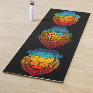 Tapis De Yoga Arc-en-ciel de tête de lion rétrograde