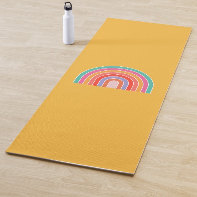 Tapis De Yoga Arc-en-ciel jaune moutarde (En situation)
