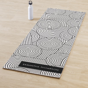 Tapis De Yoga Arche géométrique moderne du milieu du siècle Noir