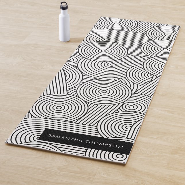 Tapis De Yoga Arche géométrique moderne du milieu du siècle Noir (En situation)